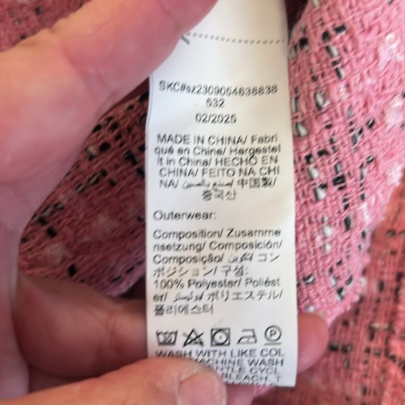 Shein Pink Black & White Tweed Business Career Classic Blazer Jacket Size Small - Picture 7 of 7